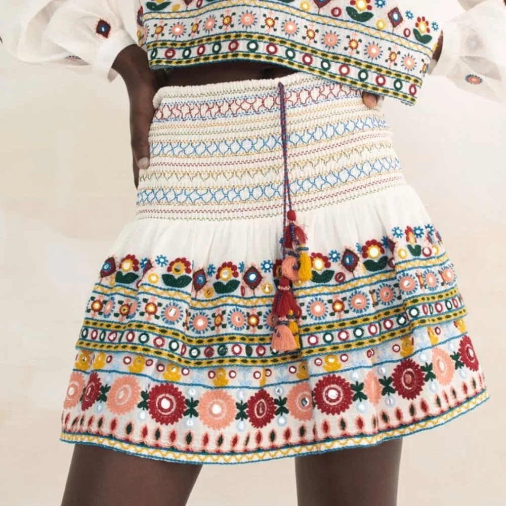 Zara embroidered mini skirt size small